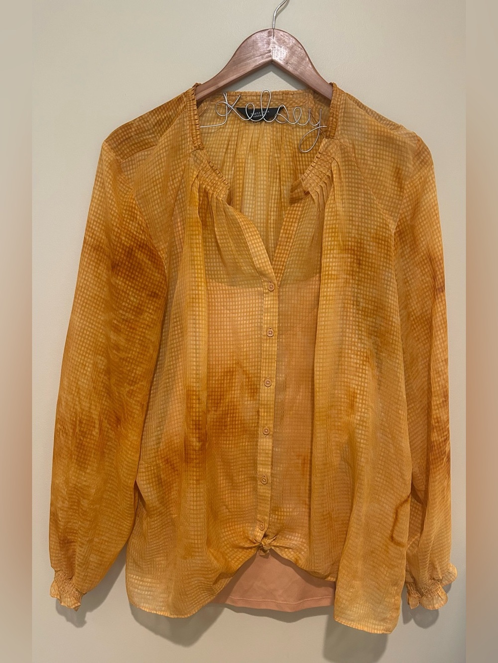 Simply Vera by Vera Wang Women's Mustard Tie-Front Blouse w/Cami Size XXL